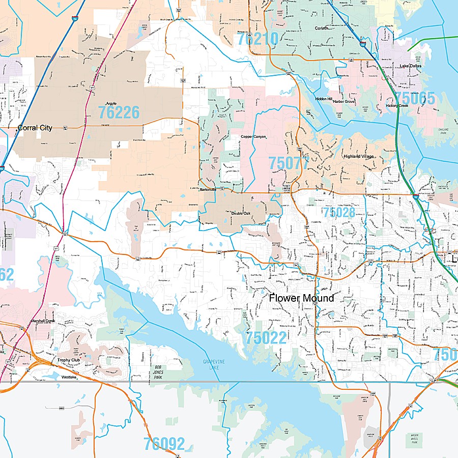 Denton County, TX Premium Style Wall Map