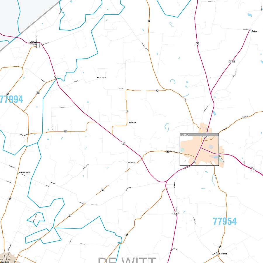 DeWitt County, TX Premium Style Wall Map