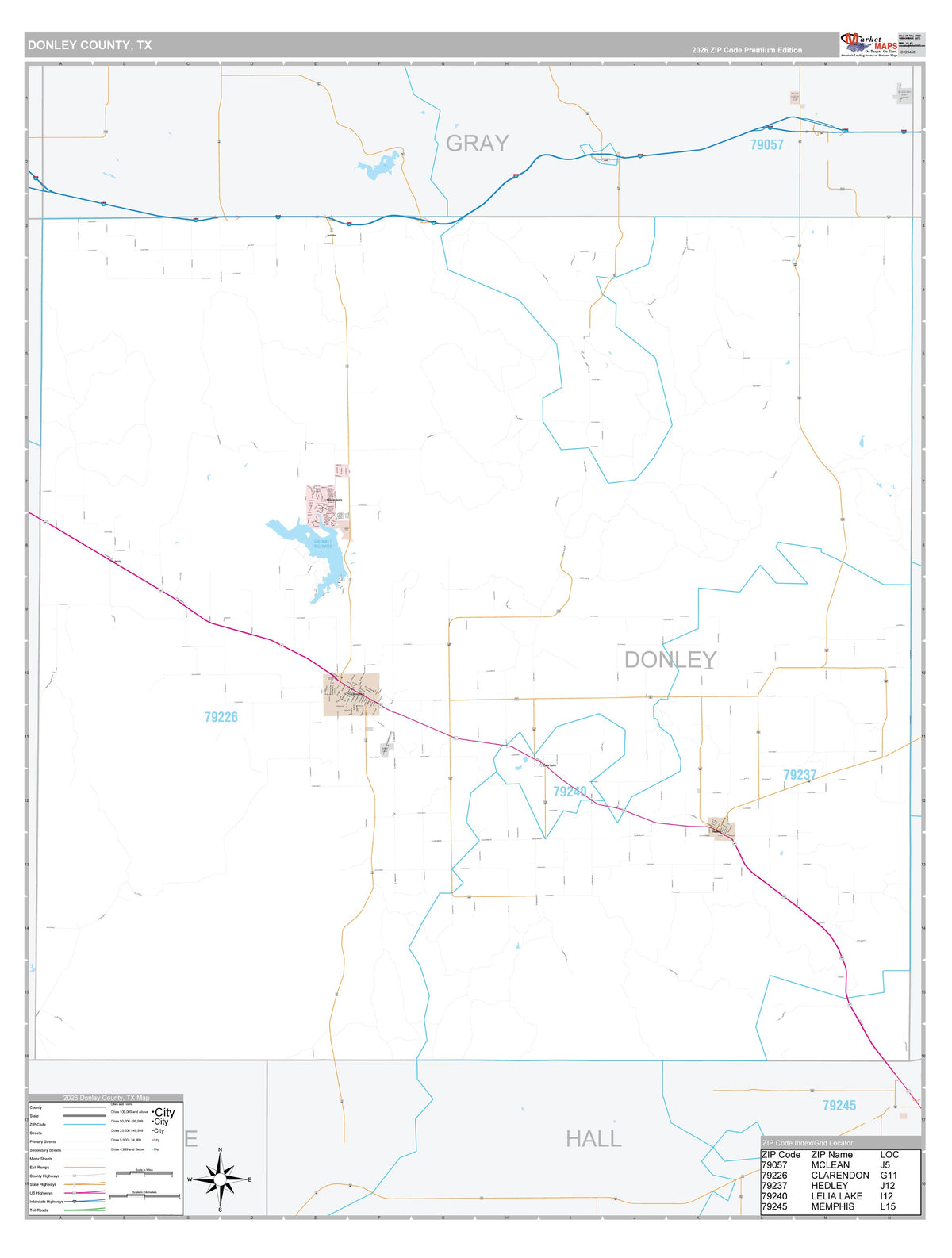 Donley County, TX Premium Style Wall Map