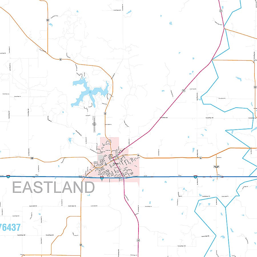 Eastland County, TX Premium Style Wall Map
