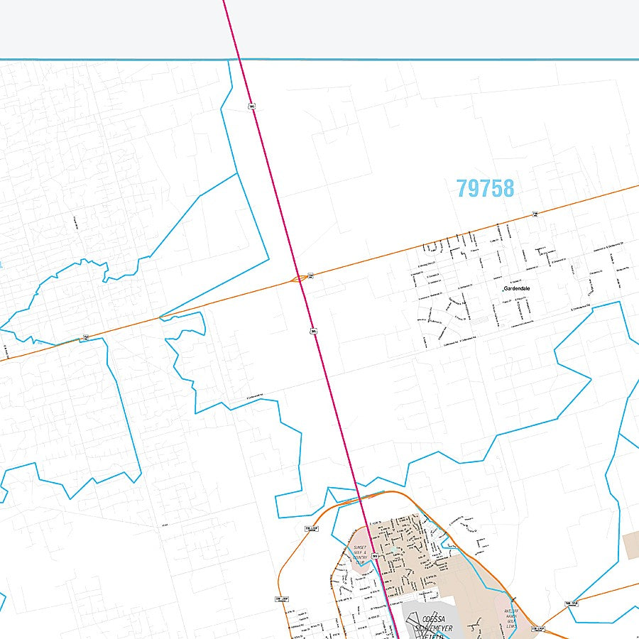Ector County, TX Premium Style Wall Map