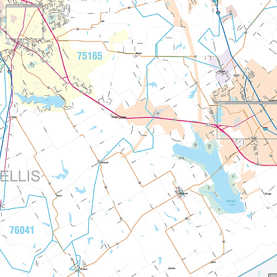 Ellis County, TX Premium Style Wall Map
