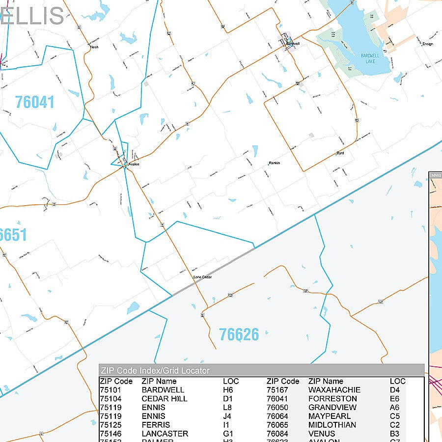 Ellis County, TX Premium Style Wall Map