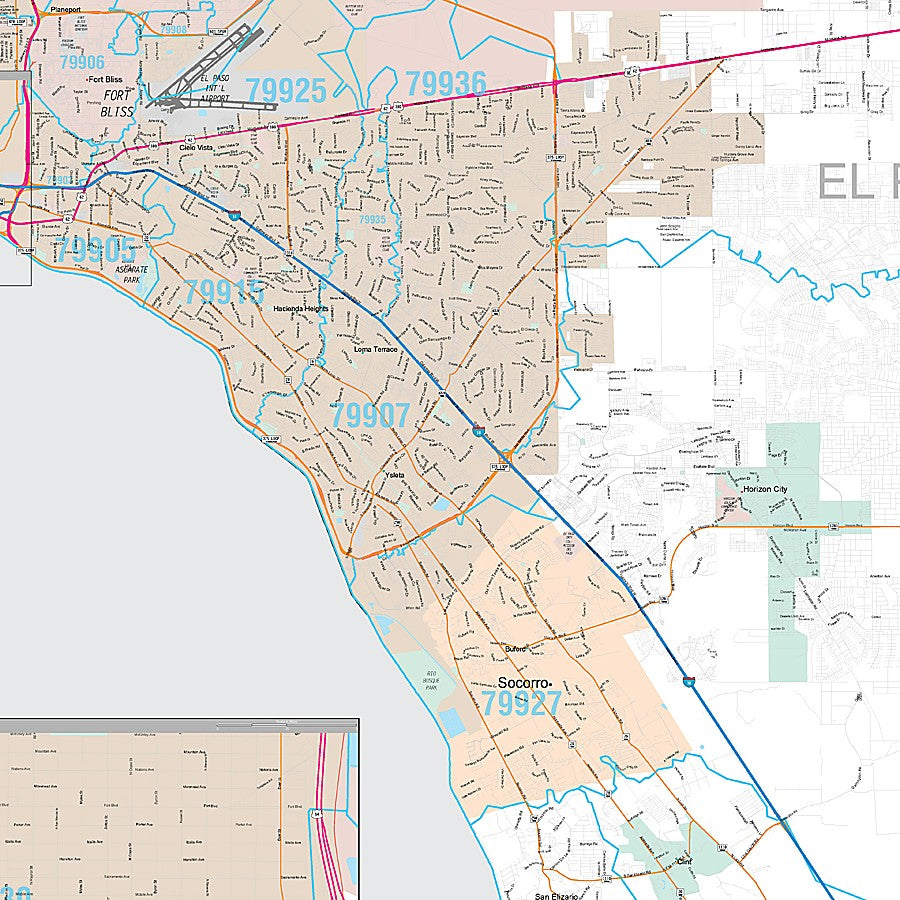 El Paso County, TX Premium Style Wall Map