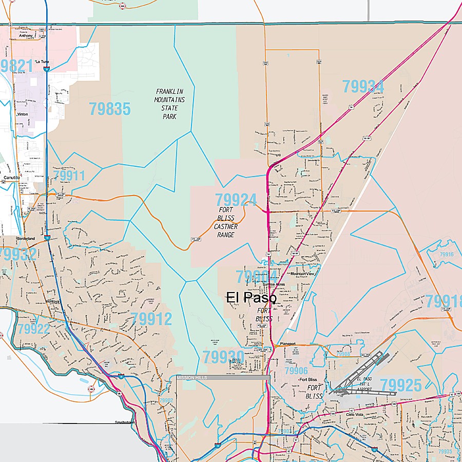 El Paso County, TX Premium Style Wall Map