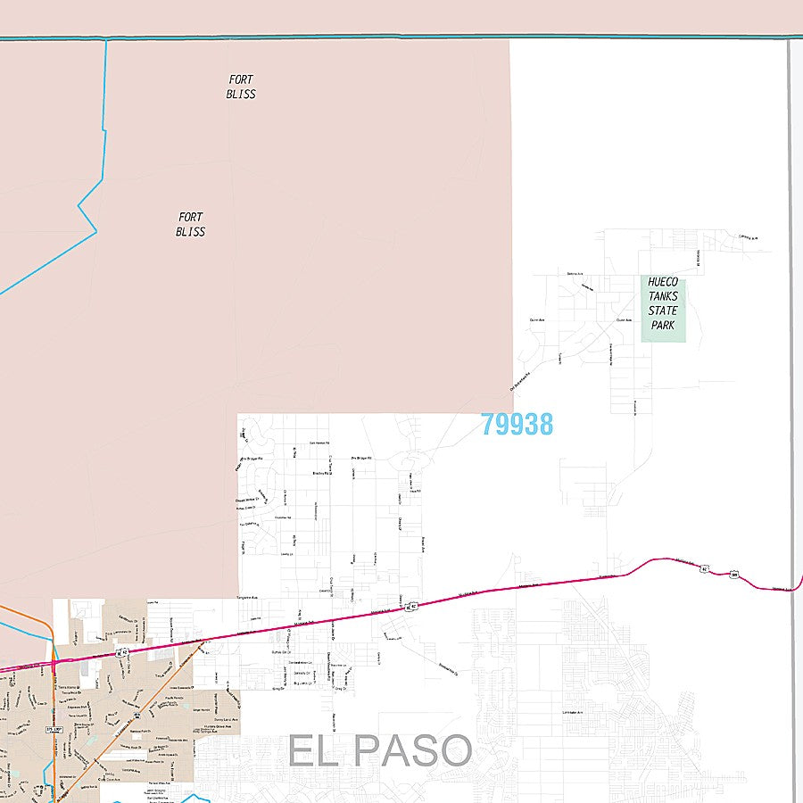El Paso County, TX Premium Style Wall Map