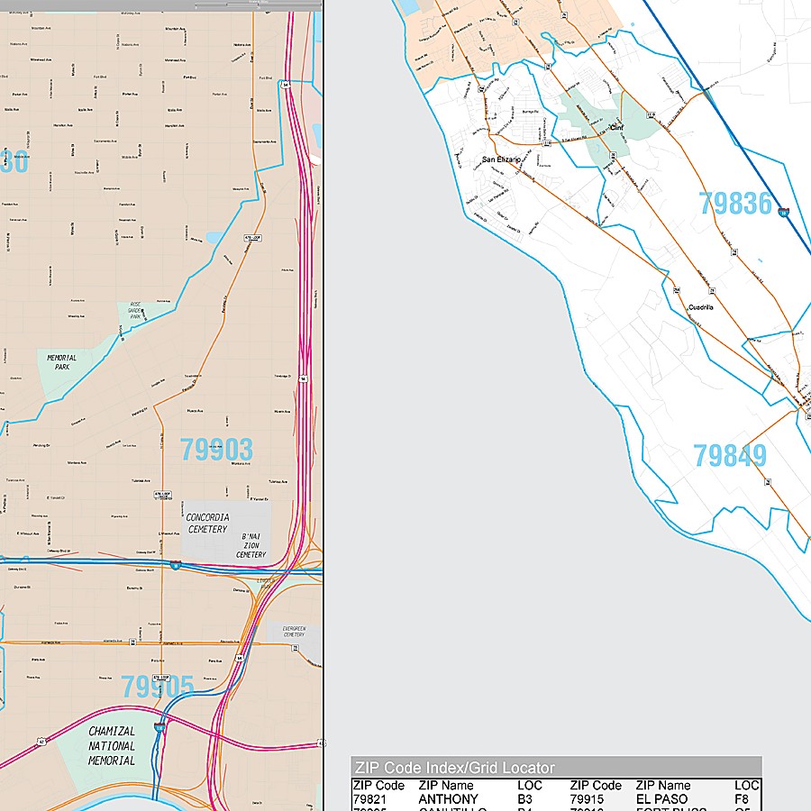 El Paso County, TX Premium Style Wall Map