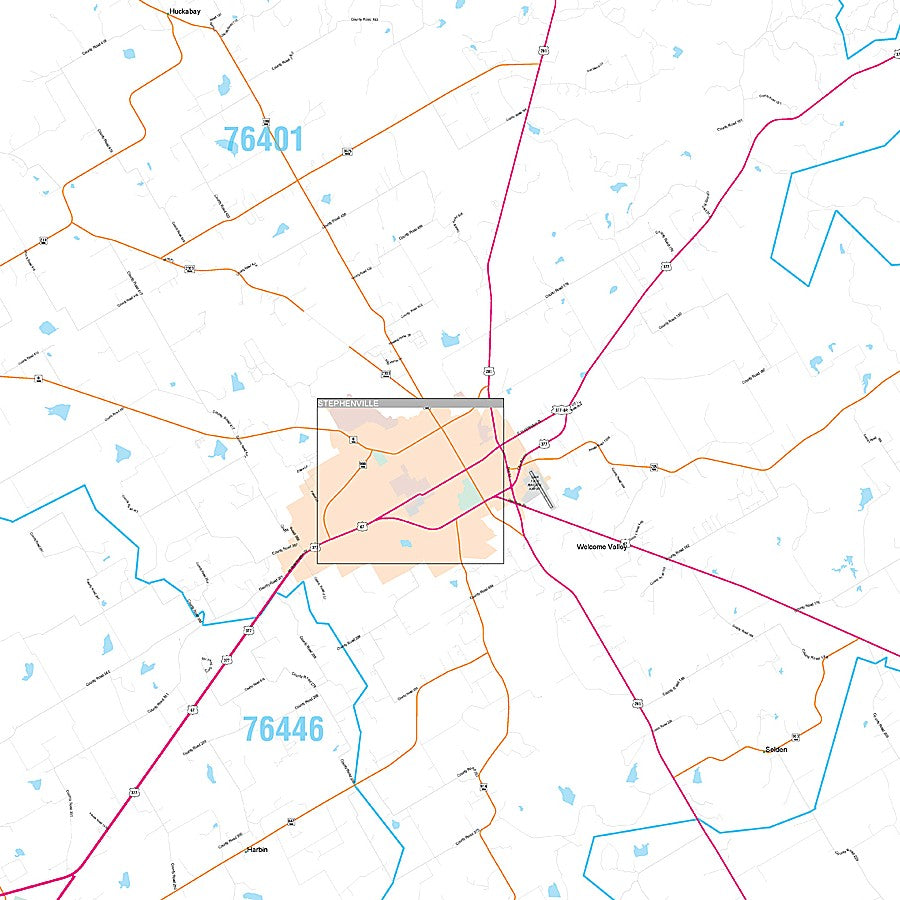 Erath County, TX Premium Style Wall Map
