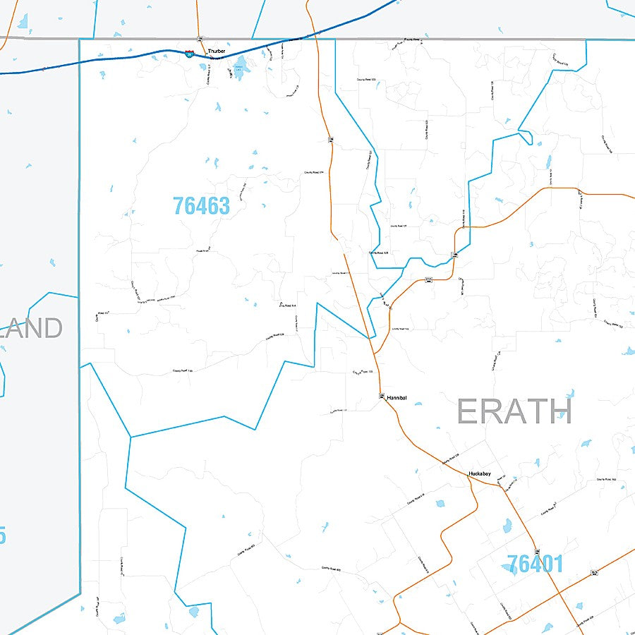 Erath County, TX Premium Style Wall Map