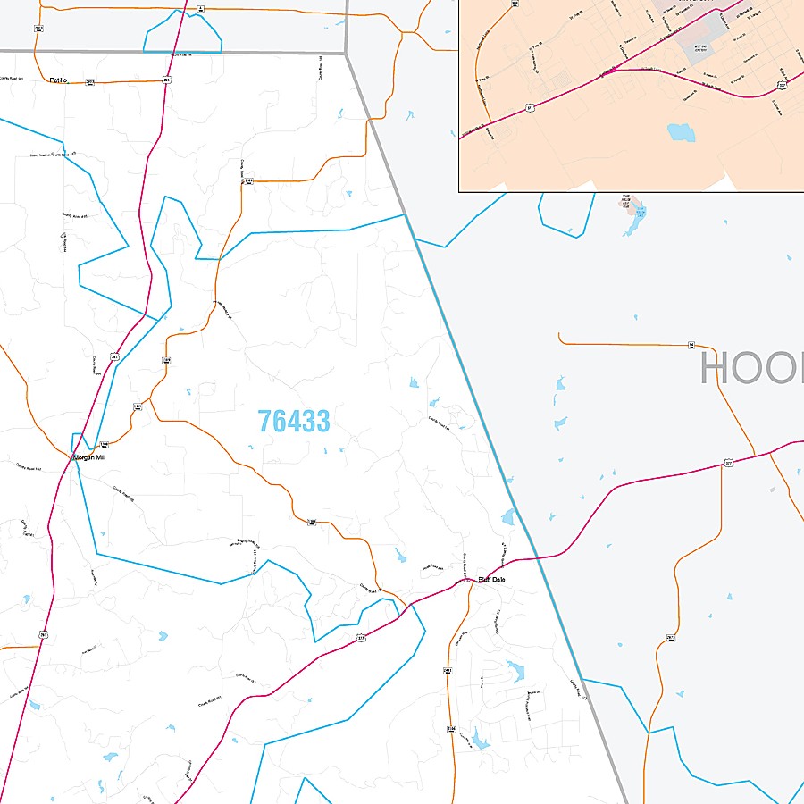 Erath County, TX Premium Style Wall Map