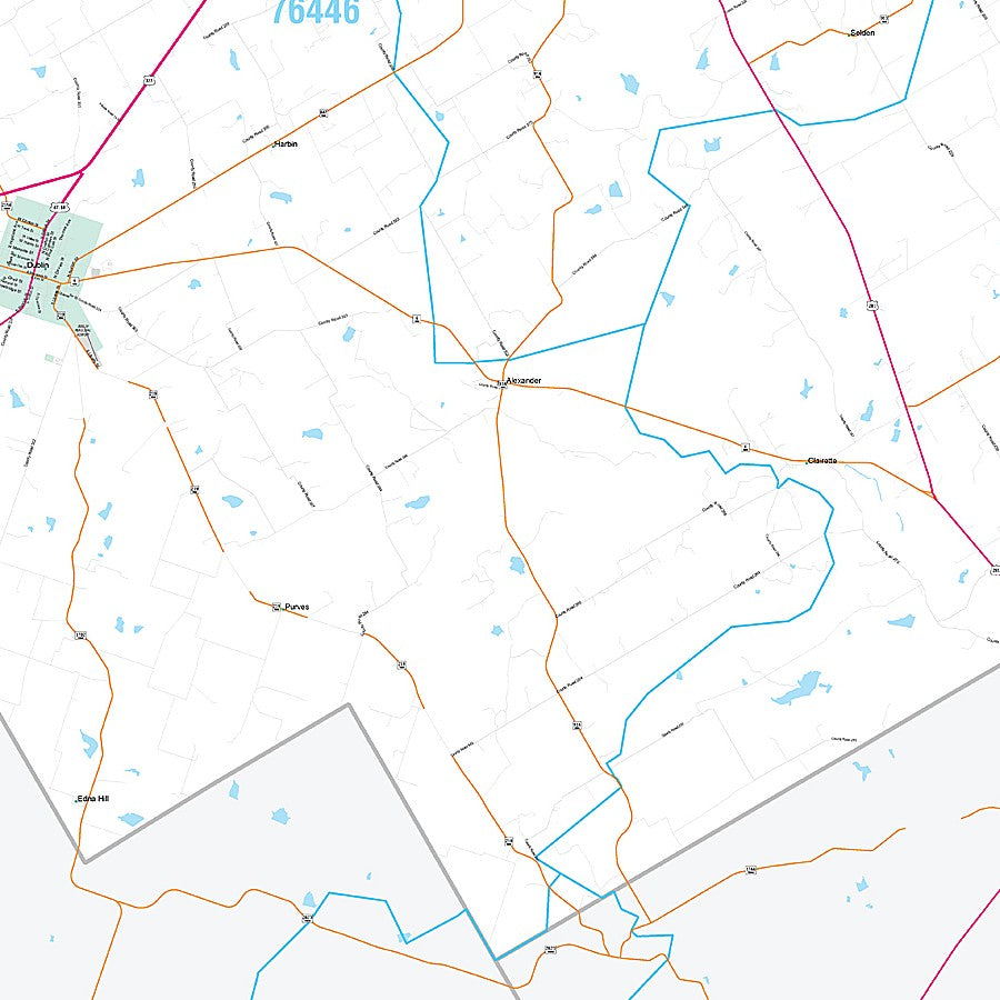 Erath County, TX Premium Style Wall Map