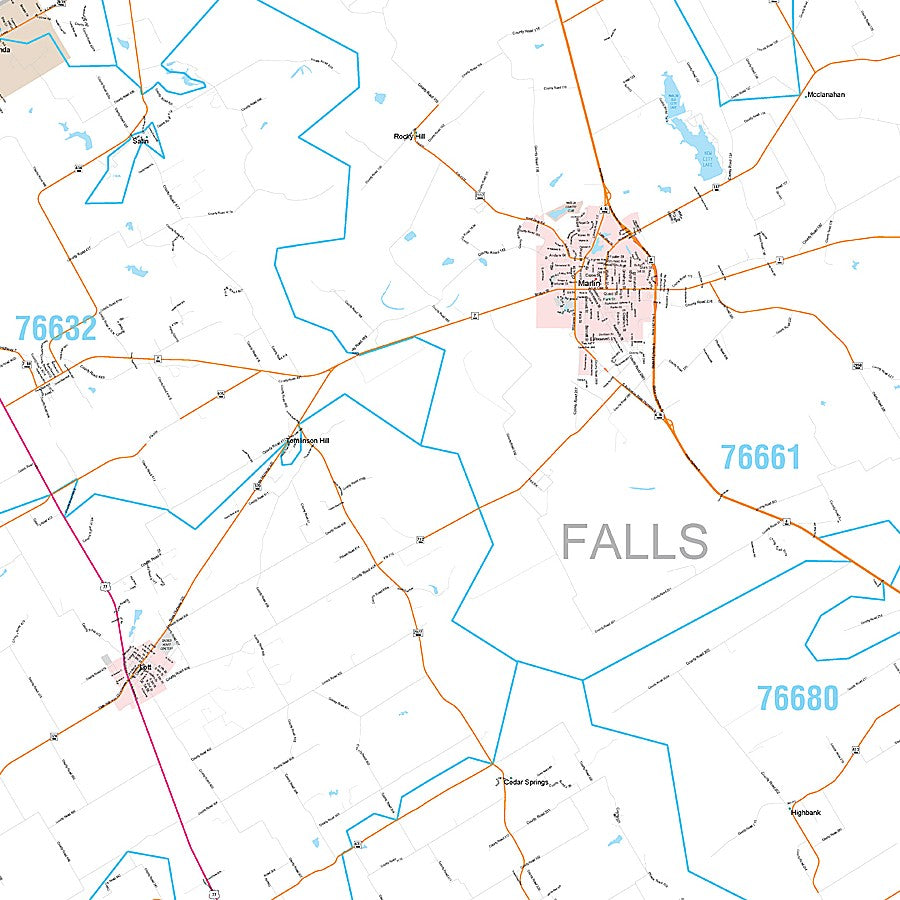 Falls County, TX Premium Style Wall Map