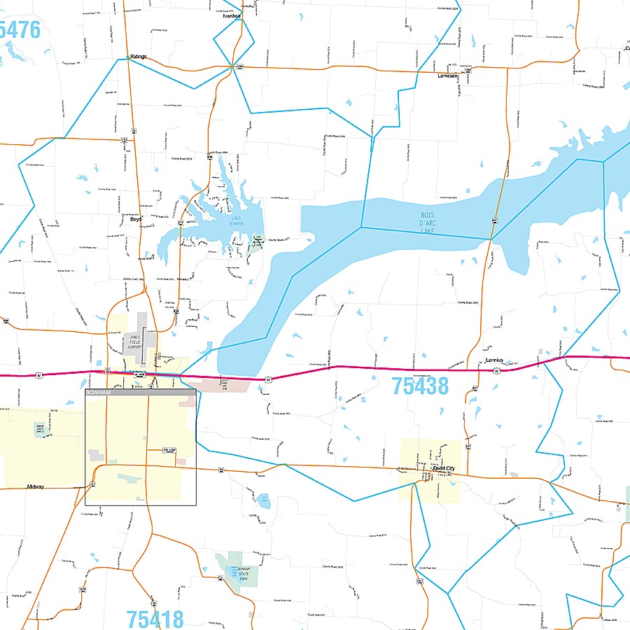 Fannin County, TX Premium Style Wall Map