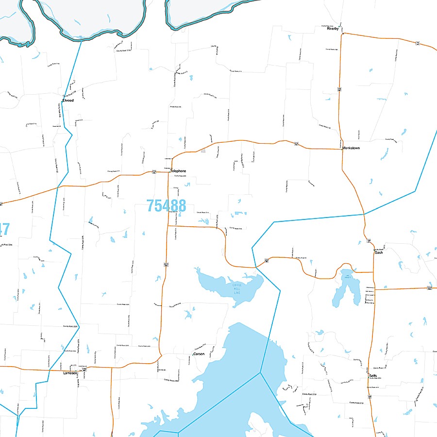 Fannin County, TX Premium Style Wall Map