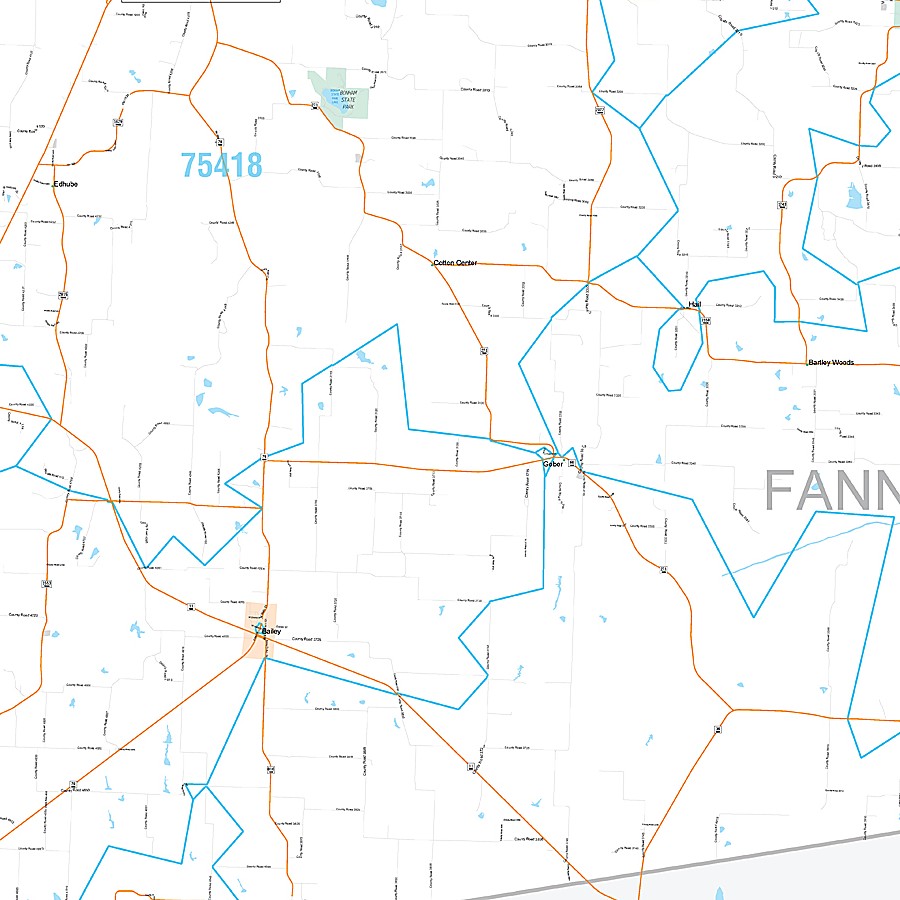 Fannin County, TX Premium Style Wall Map