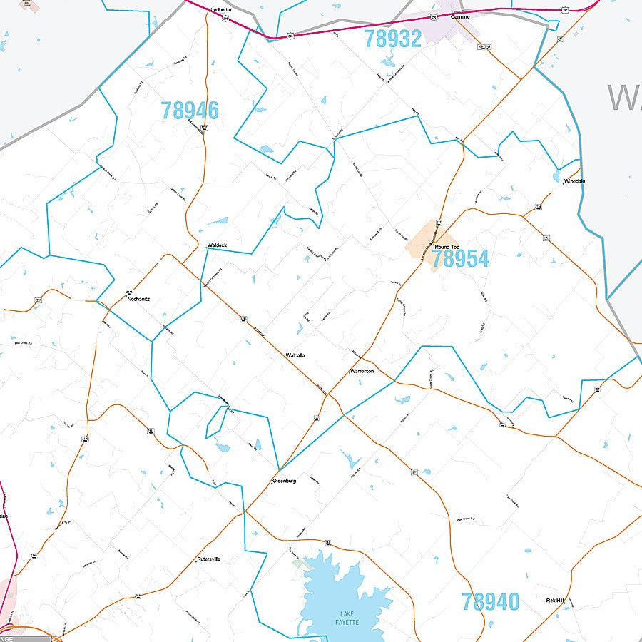 Fayette County, TX Premium Style Wall Map