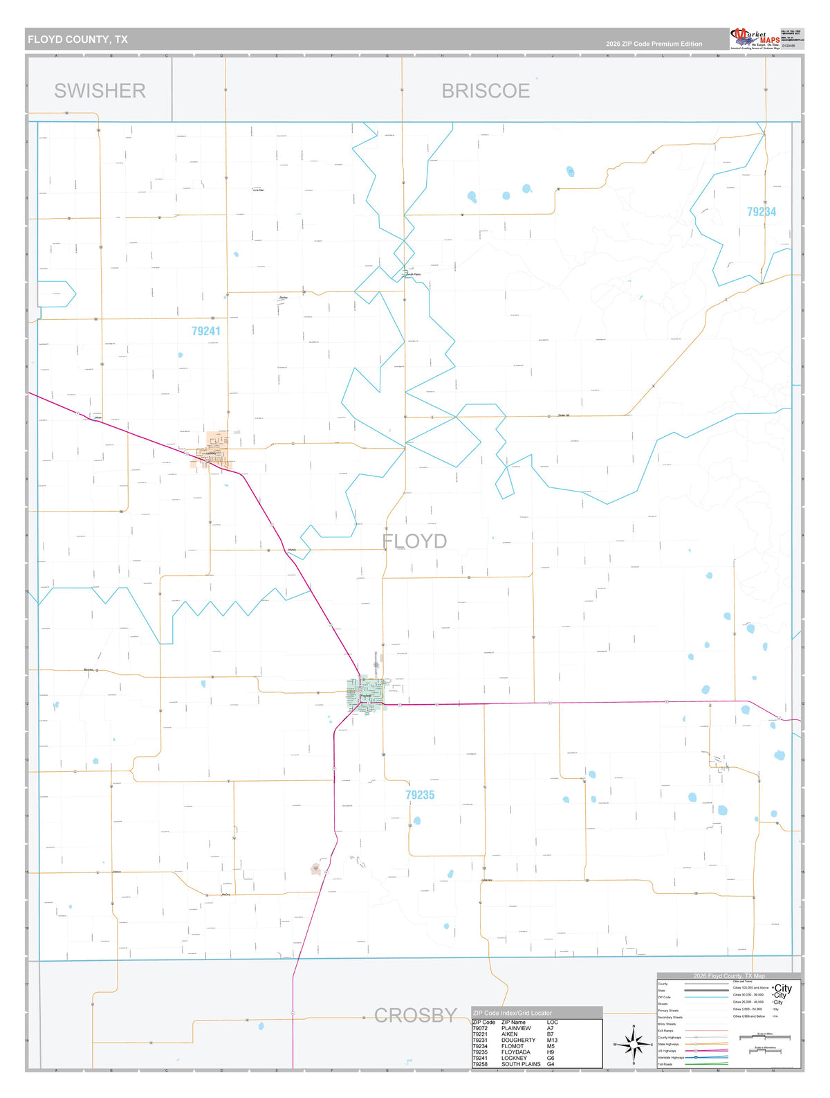 Floyd County, TX Premium Style Wall Map