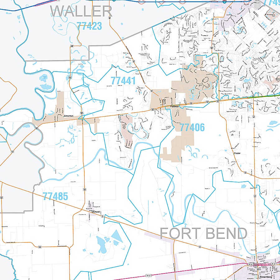 Fort Bend County, TX Premium Style Wall Map