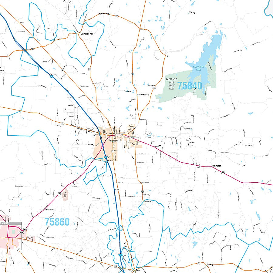 Freestone County, TX Premium Style Wall Map