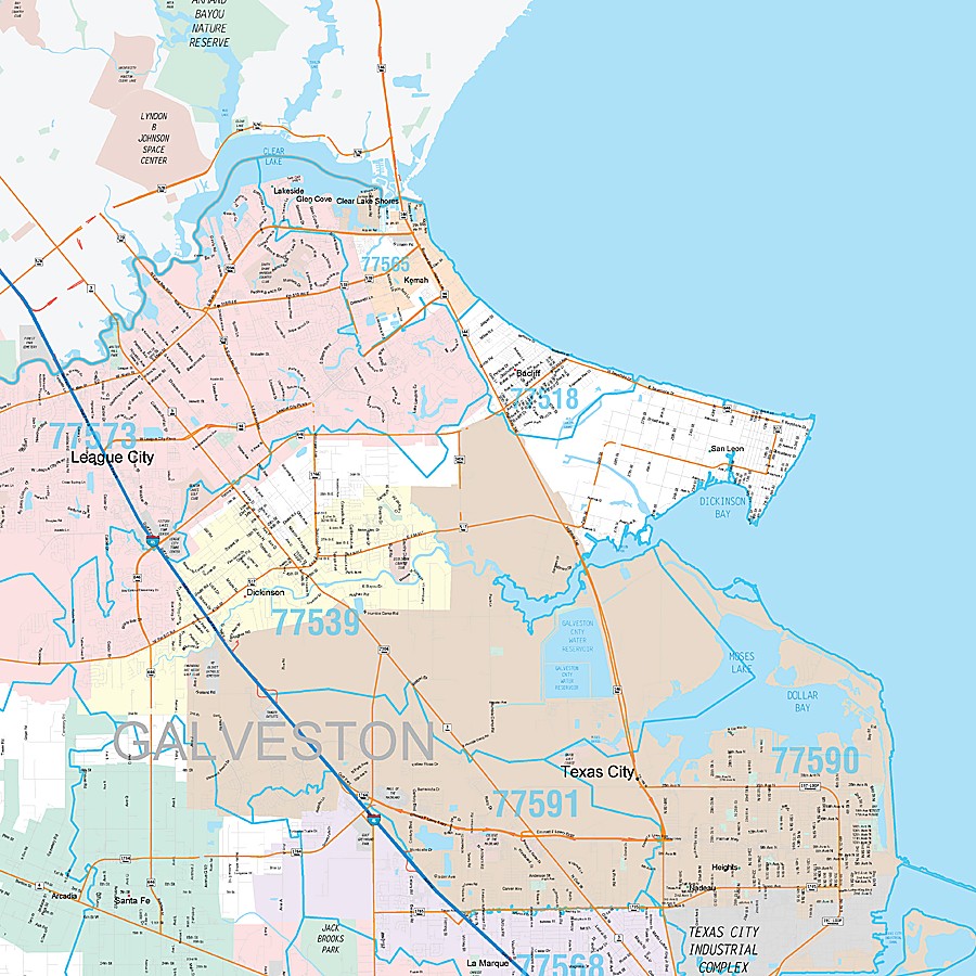 Galveston County, TX Premium Style Wall Map