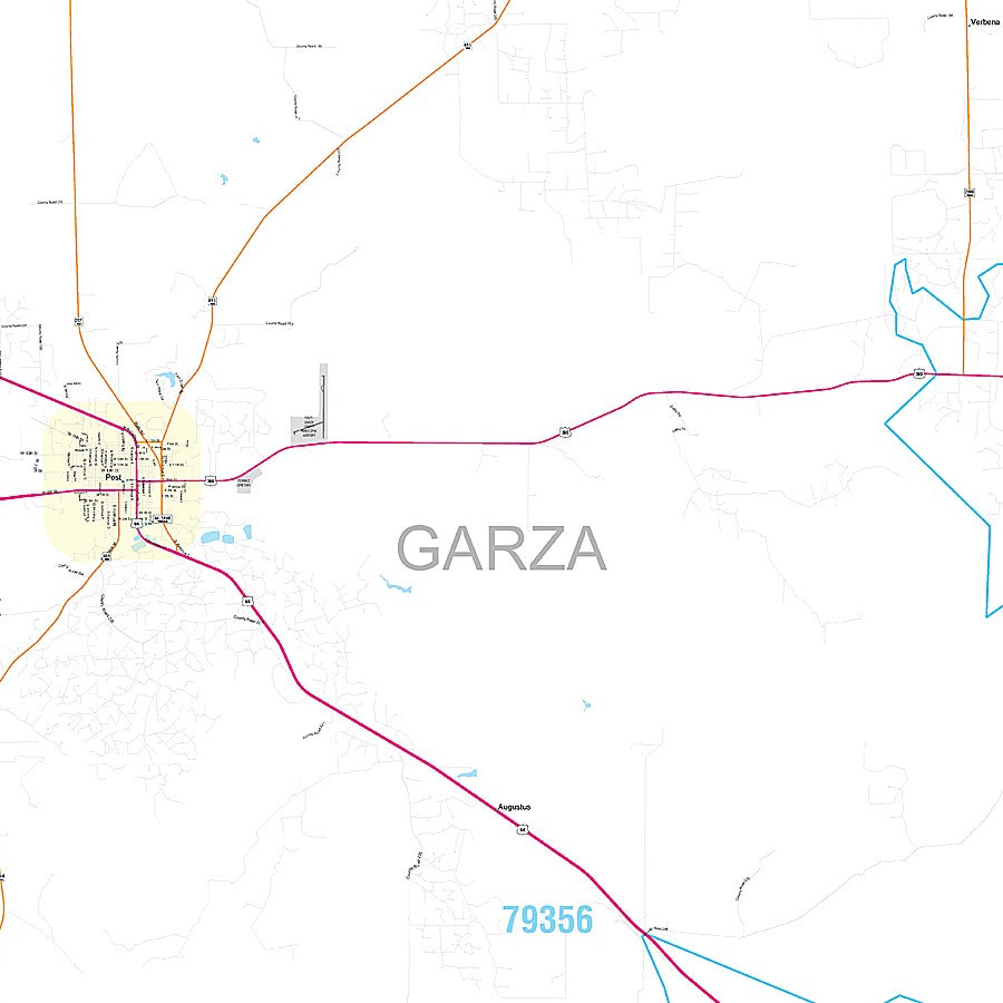 Garza County, TX Premium Style Wall Map