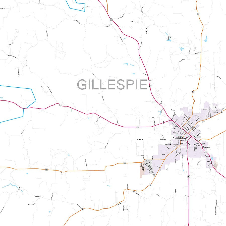 Gillespie County, TX Premium Style Wall Map