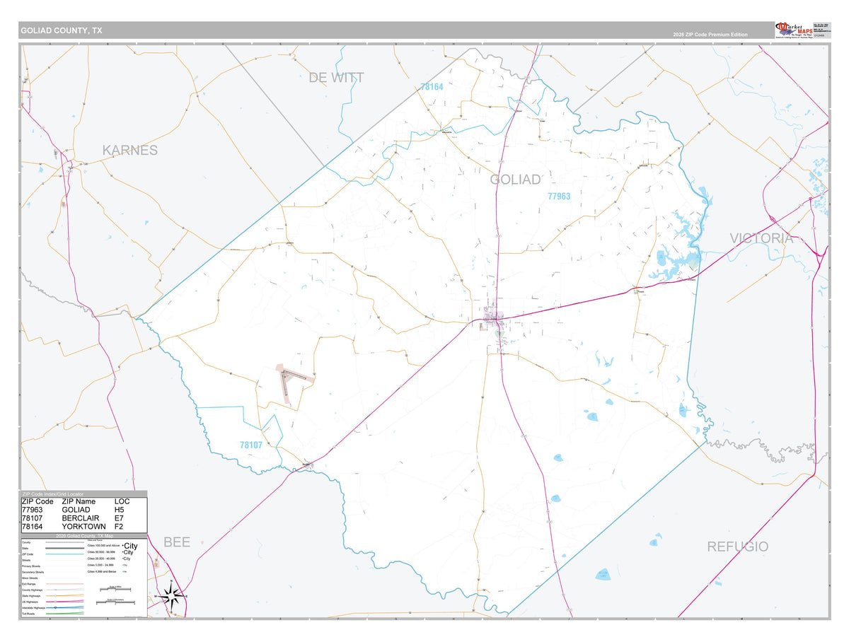 Goliad County, TX Premium Style Wall Map
