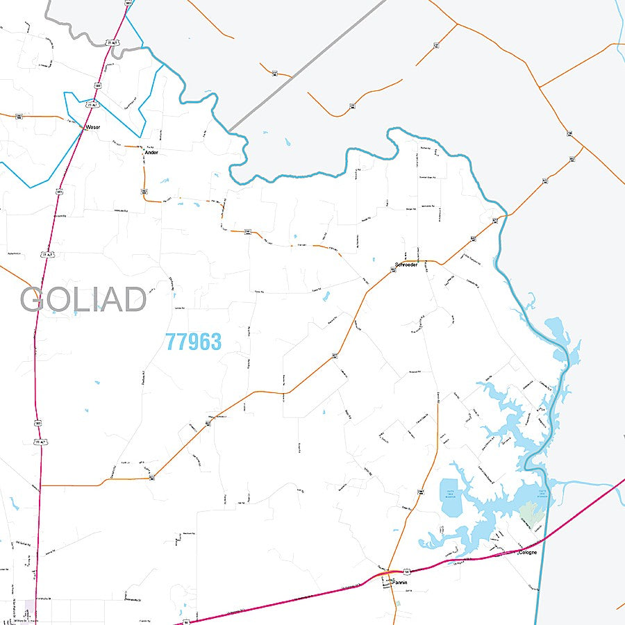 Goliad County, TX Premium Style Wall Map