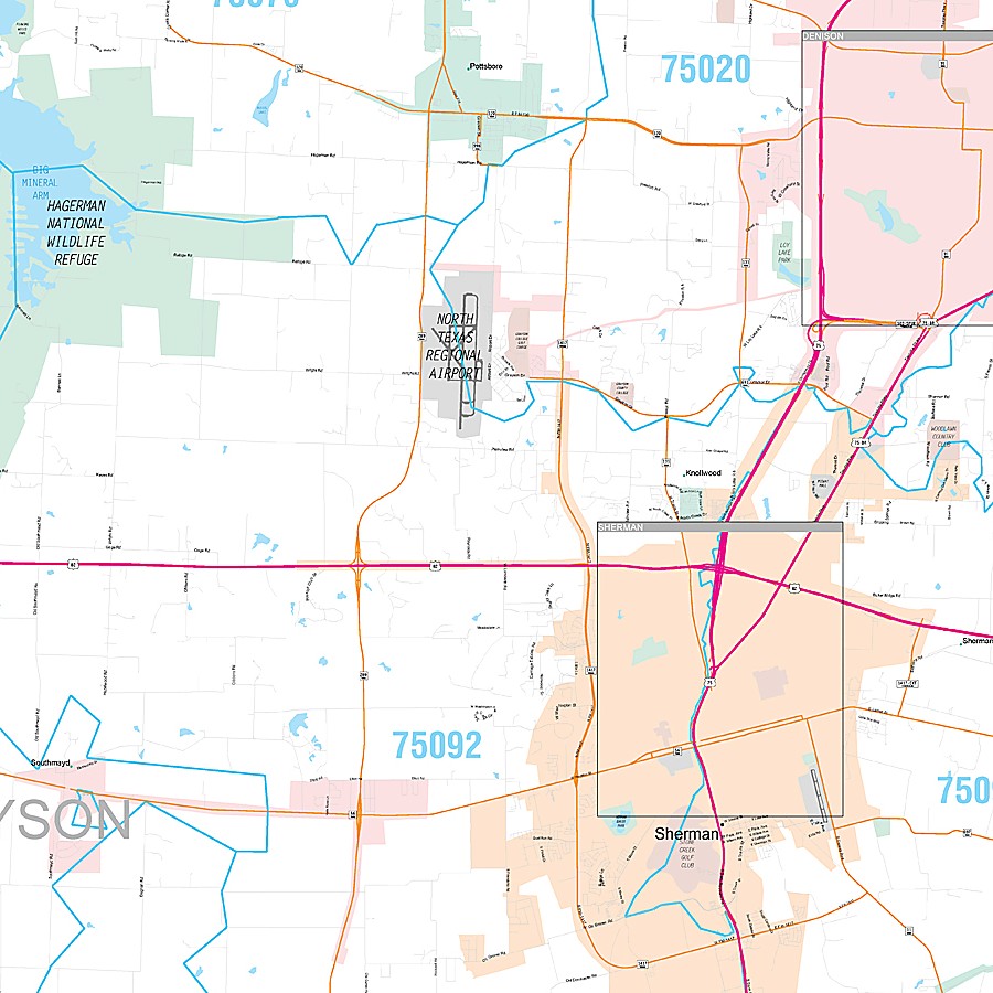 Grayson County, TX Premium Style Wall Map