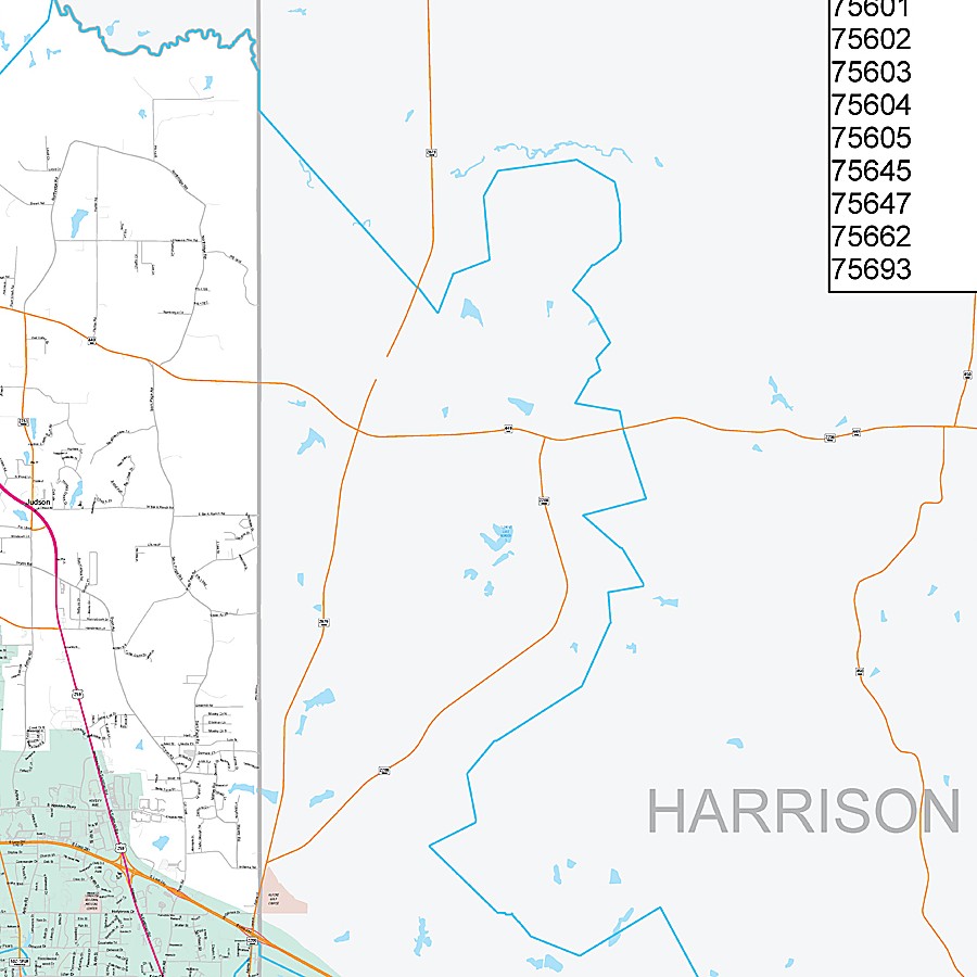 Gregg County, TX Premium Style Wall Map