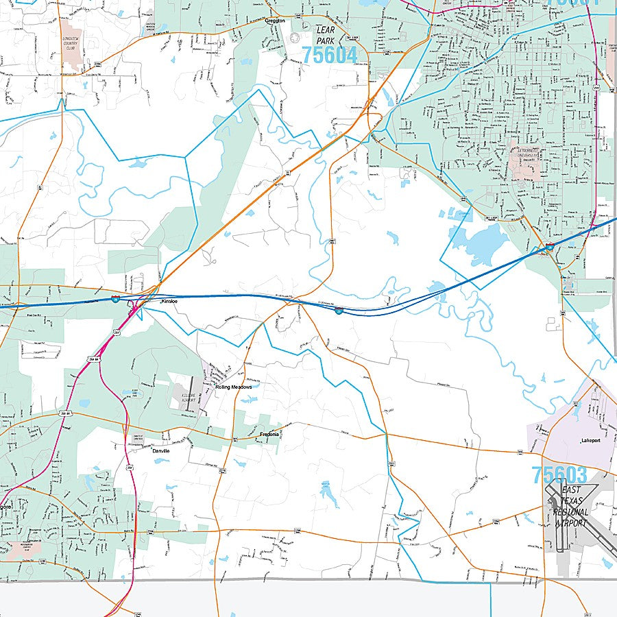 Gregg County, TX Premium Style Wall Map