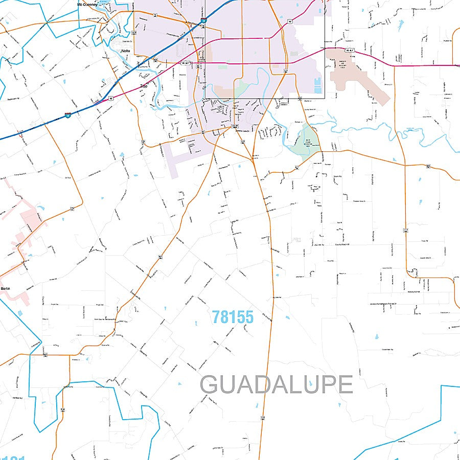 Guadalupe County, TX Premium Style Wall Map