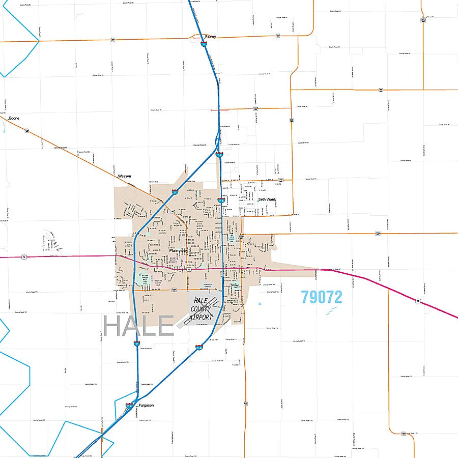 Hale County, TX Premium Style Wall Map