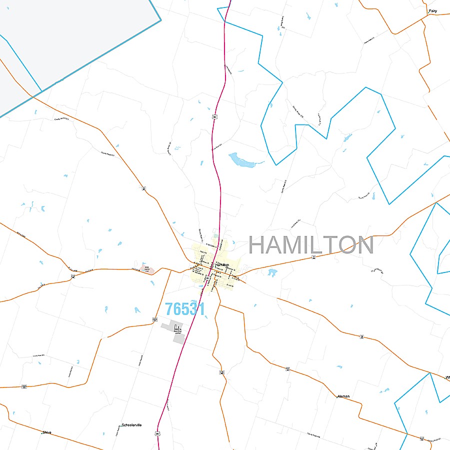 Hamilton County, TX Premium Style Wall Map