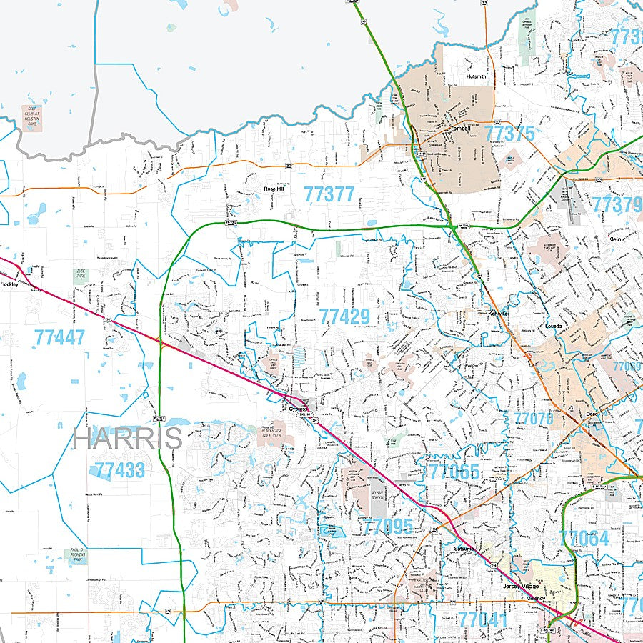 Harris County, TX Premium Style Wall Map