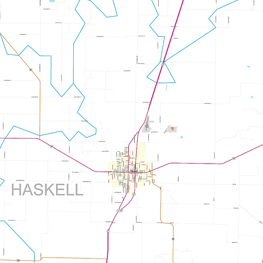 Haskell County, TX Premium Style Wall Map