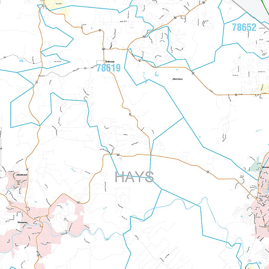 Hays County, TX Premium Style Wall Map