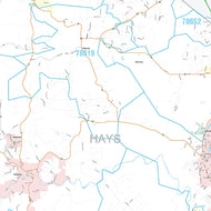 Hays County, TX Premium Style Wall Map