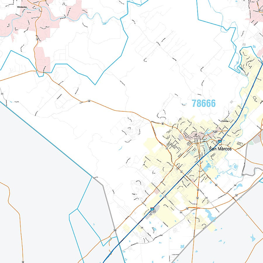 Hays County, TX Premium Style Wall Map