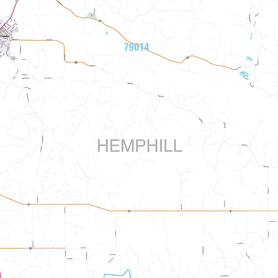 Hemphill County, TX Premium Style Wall Map