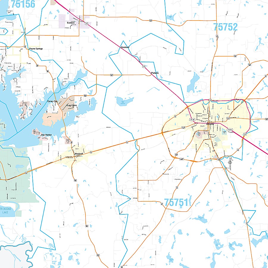 Henderson County, TX Premium Style Wall Map