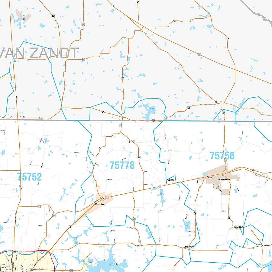 Henderson County, TX Premium Style Wall Map