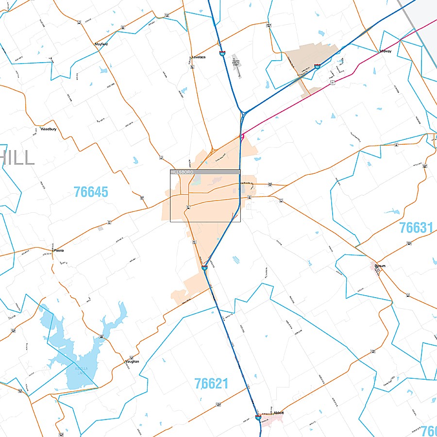 Hill County, TX Premium Style Wall Map