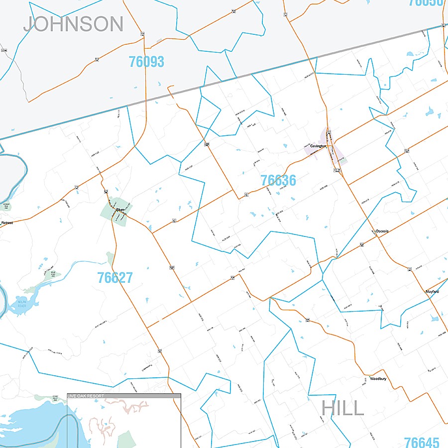 Hill County, TX Premium Style Wall Map