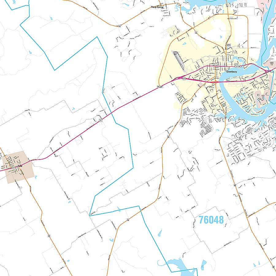 Hood County, TX Premium Style Wall Map