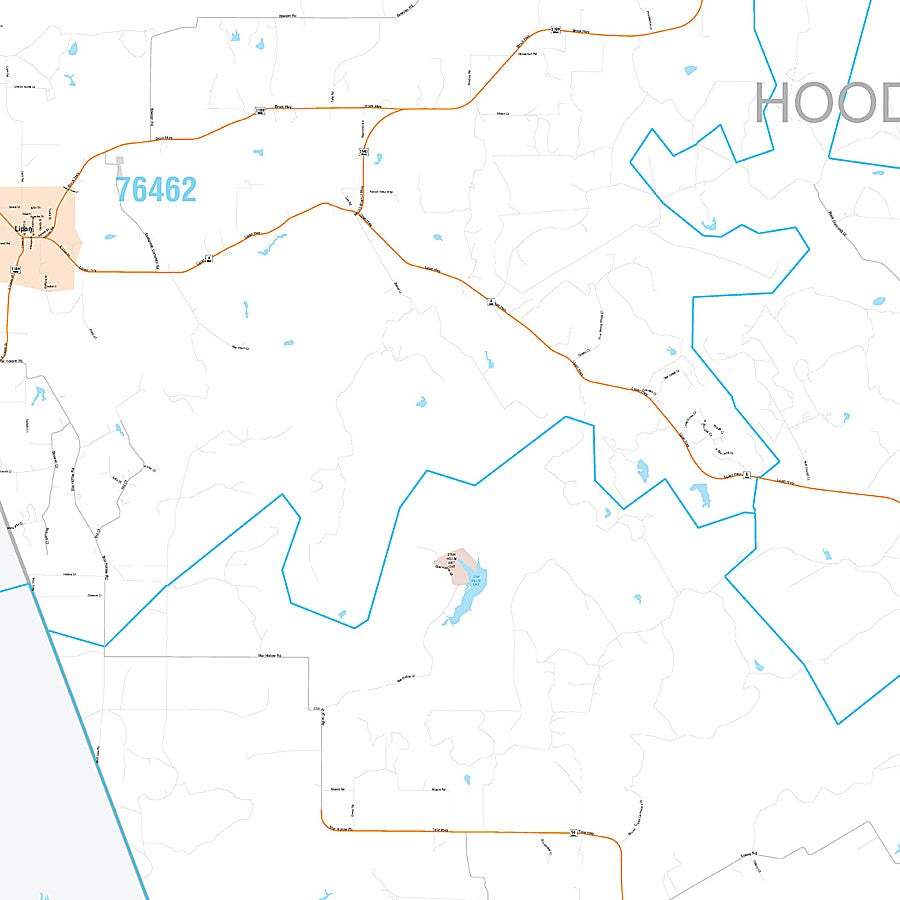 Hood County, TX Premium Style Wall Map