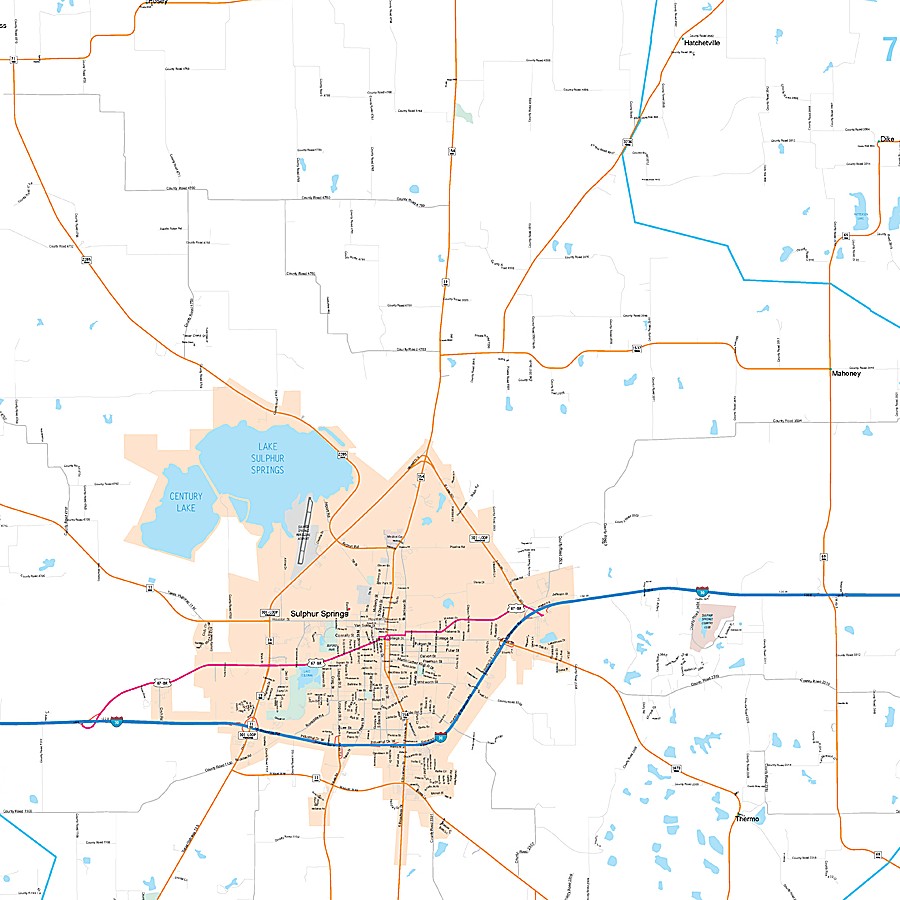 Hopkins County, TX Premium Style Wall Map