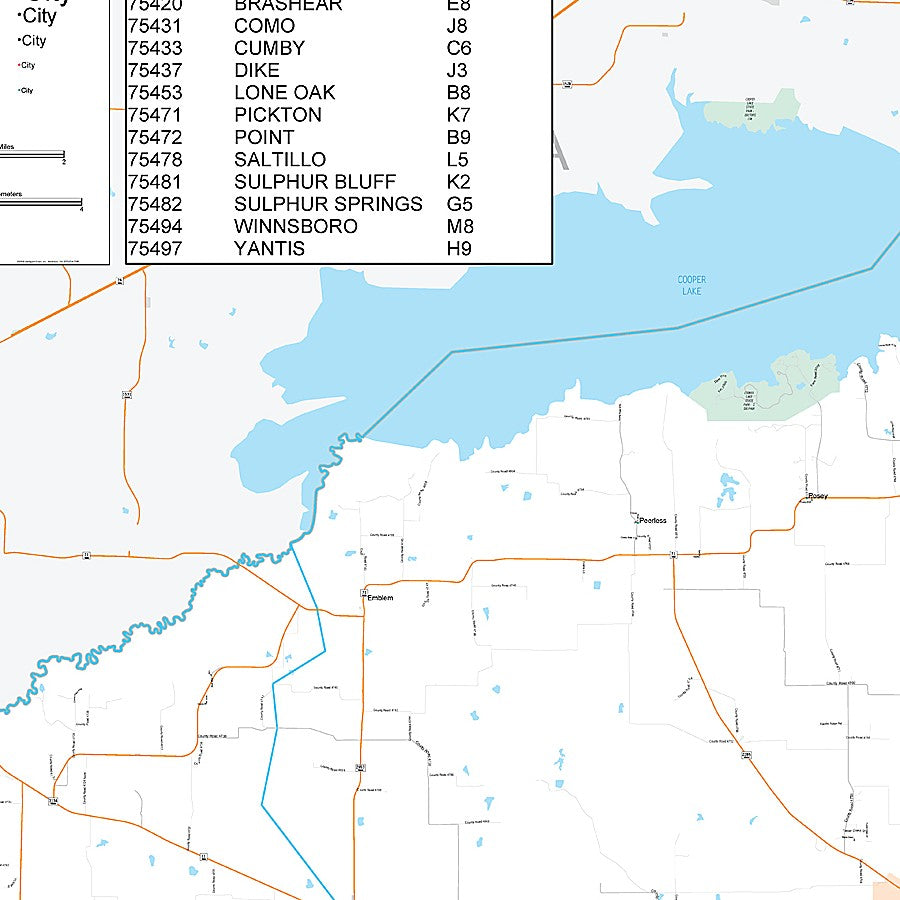 Hopkins County, TX Premium Style Wall Map