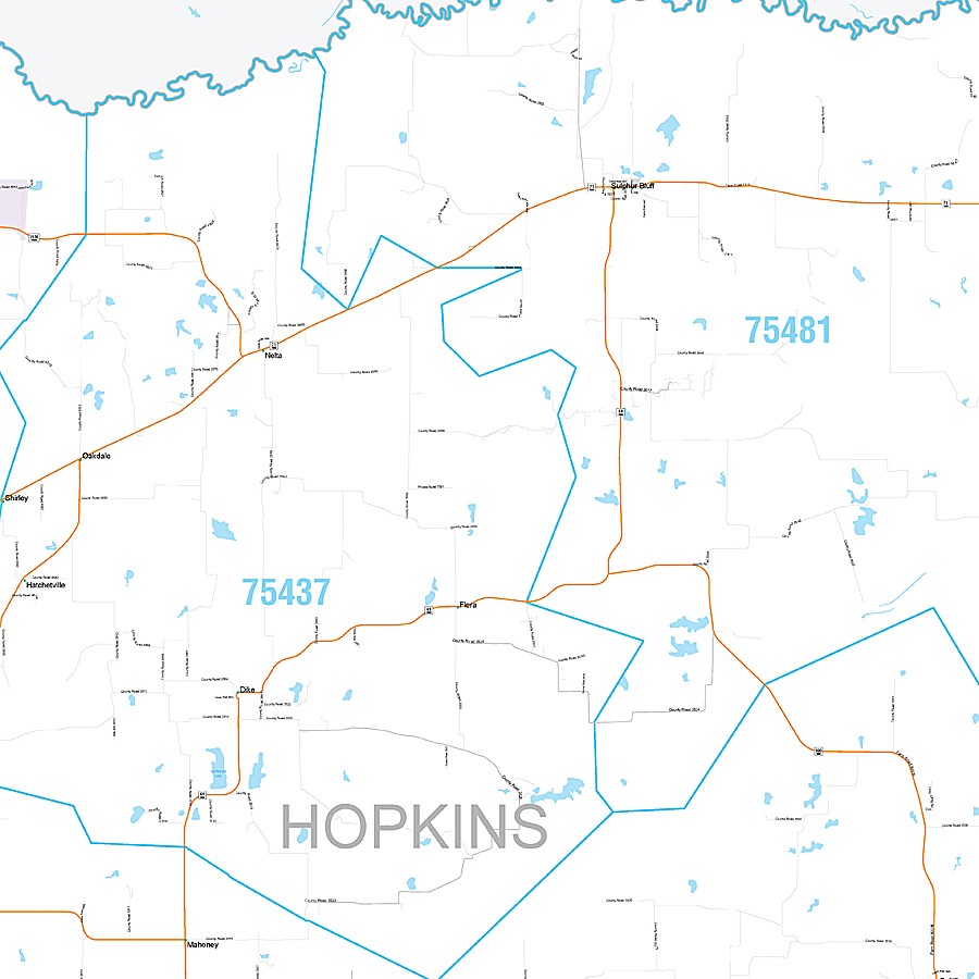 Hopkins County, TX Premium Style Wall Map