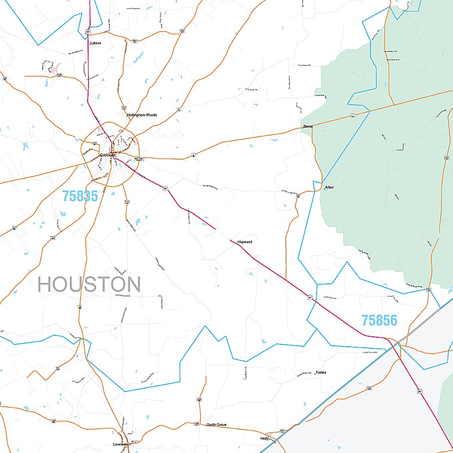 Houston County, TX Premium Style Wall Map